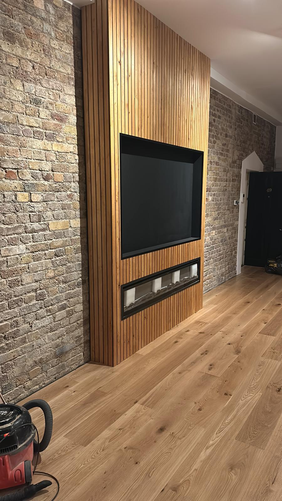 Bespoke TV & Fireplace Feature Wall by KTS WoodArt